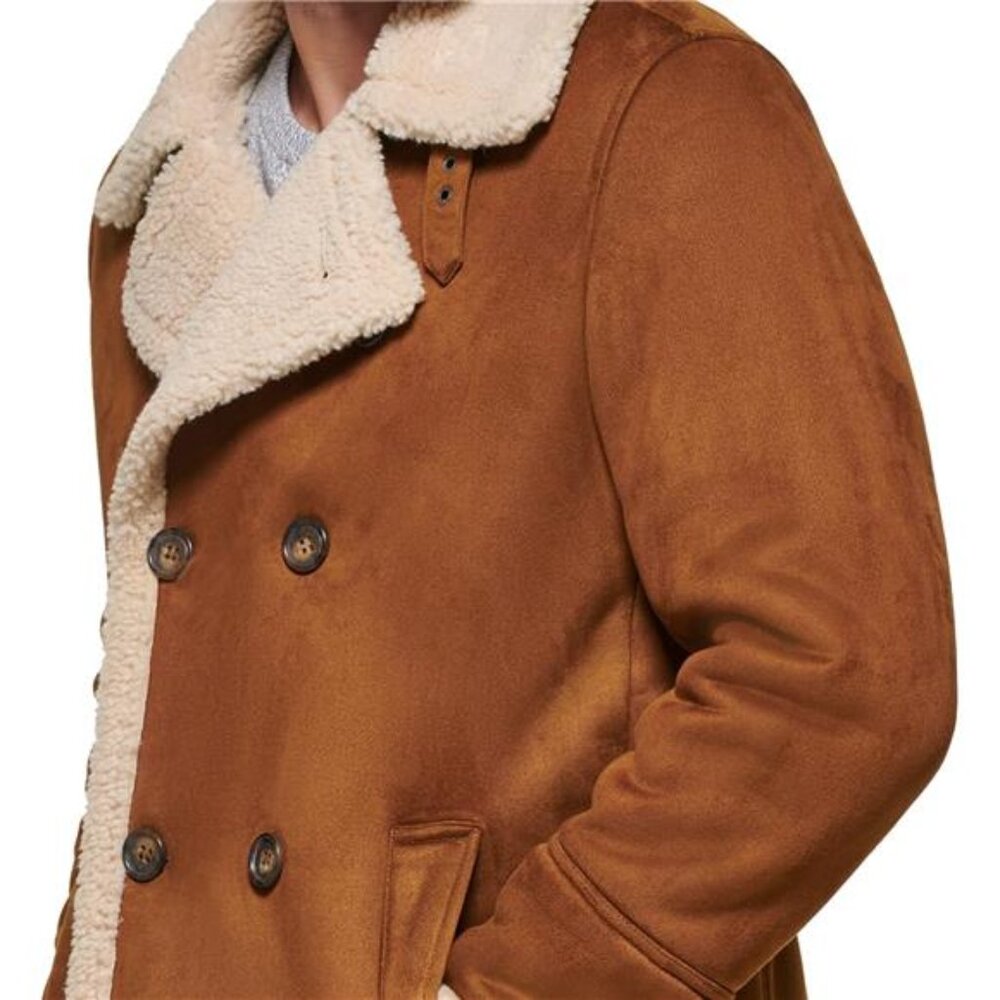 Men's Faux Shearling Midlength Overcoat - Picture 4 of 6